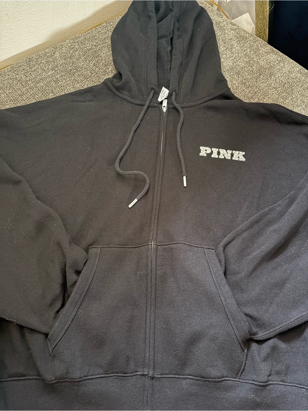 PINK Victoria's Secret Black Zip-Up Hoodie Jacket